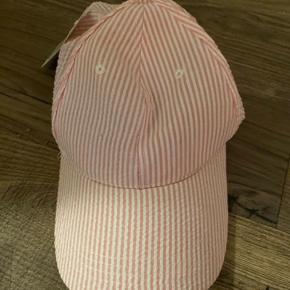 Pink Seersucker Adjustable Hat 💕Monogram Option - Picture 3 of 4